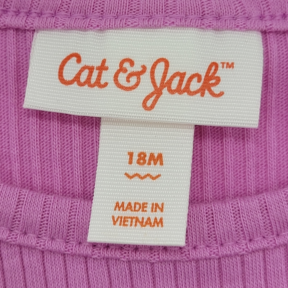 Cat & Jack Dress Lilac Short Sleeve Rib Knit Stretch Pink Purple Size 18mo NEW - Picture 2 of 11